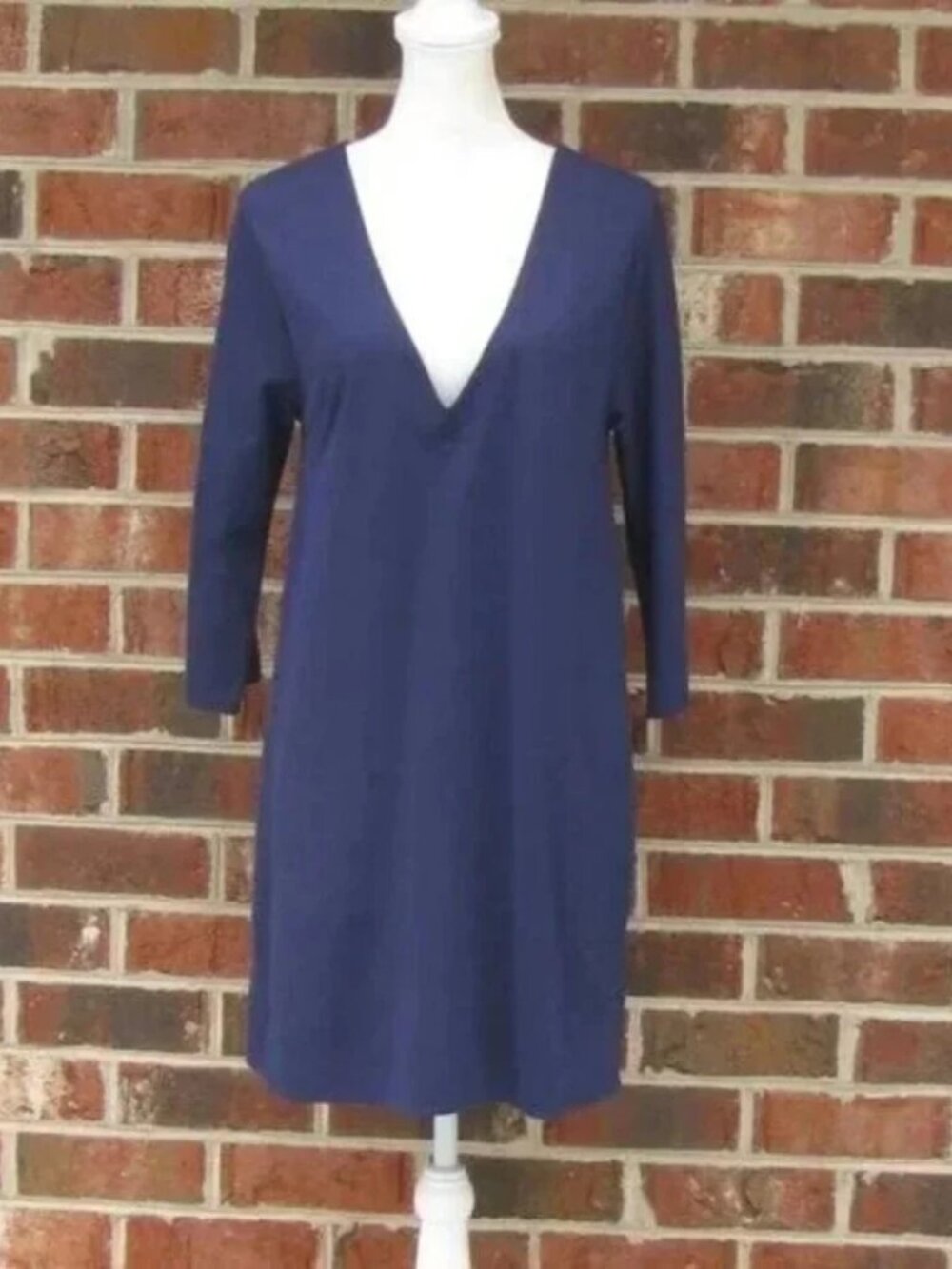 NWT Ripley Rader A line navy blue v neck Size 4 dress has pockets luxury style